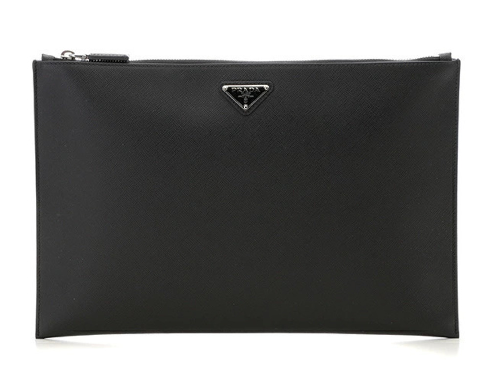 Prada Bag Clutch Shoulder Nero Black Saffiano